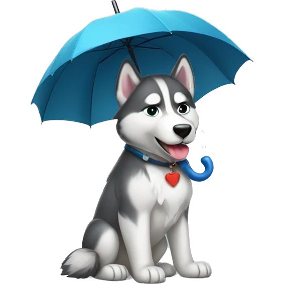 husky with umbrella emoji
