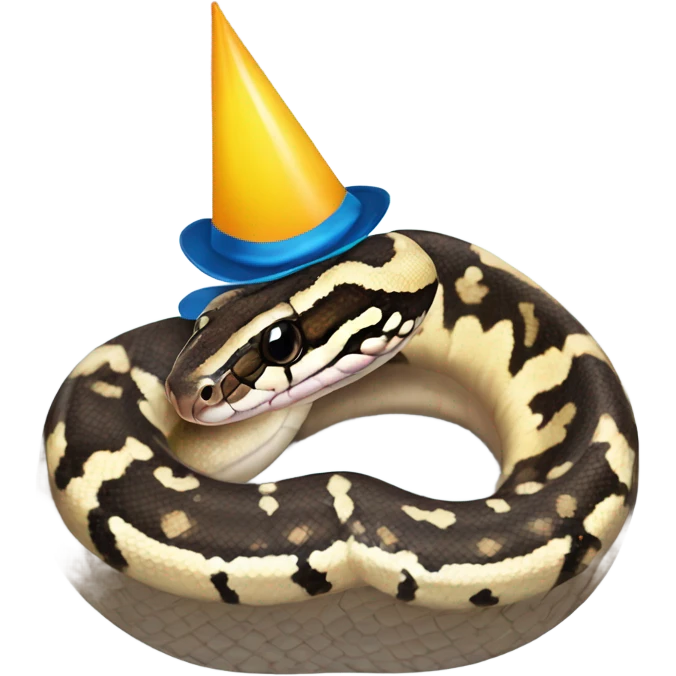 pinstripe ball python with a birthday hat emoji