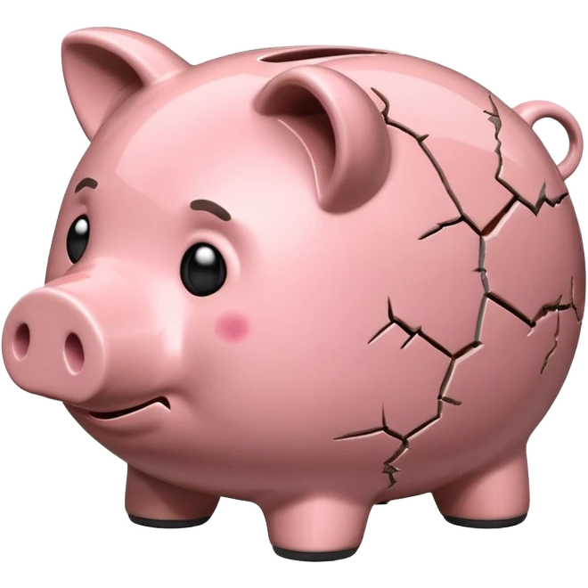 emoji of sad piggy bank, right view emoji