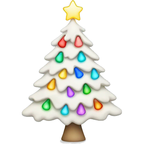 white christmas tree with colorful lights  emoji