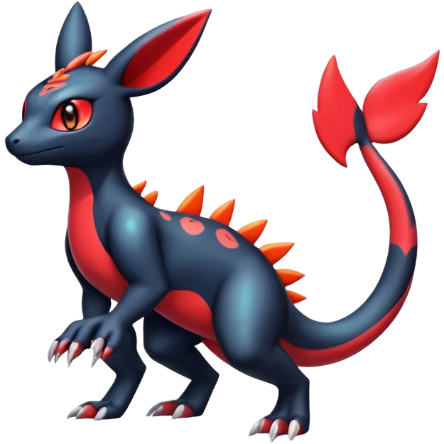 Cute Shiny Guilmon-Quilava-Salandit-Umbreon-Fakémon-hybrid-creature (full body)  emoji