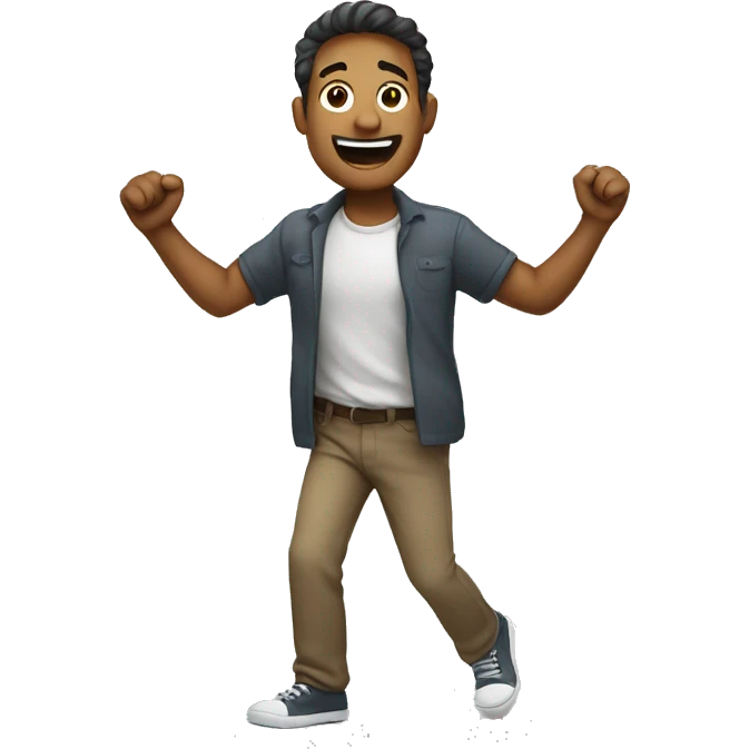 Man emoji walking forward with arms open wide and a smile emoji