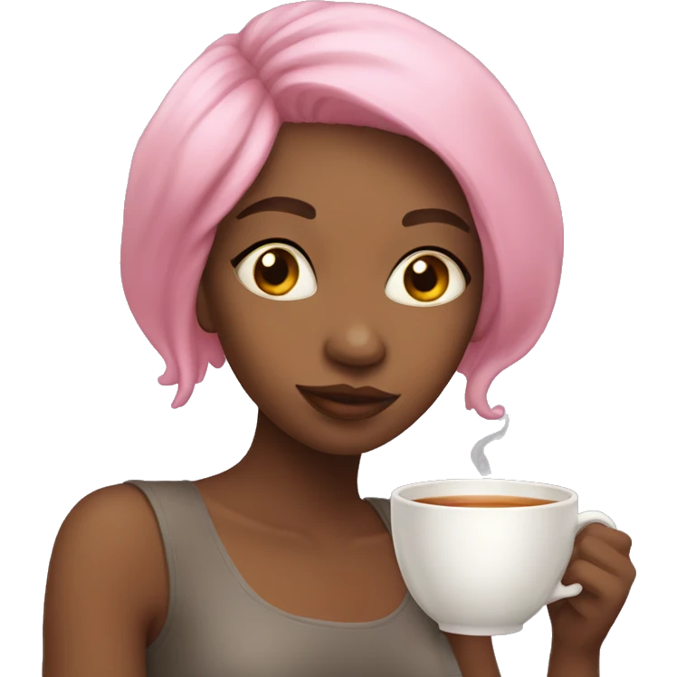pink hair Girl sipping tea emoji