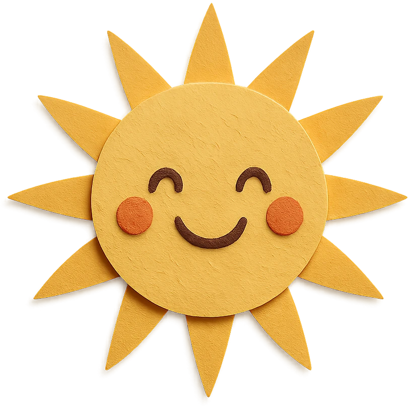 cheerful sun with rays in paper-craft style emoji