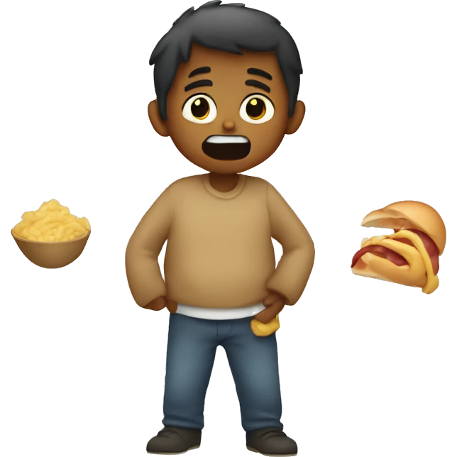 Person grabbing stomach from hunger emoji