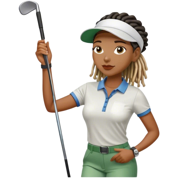 Black woman with locs golfing emoji