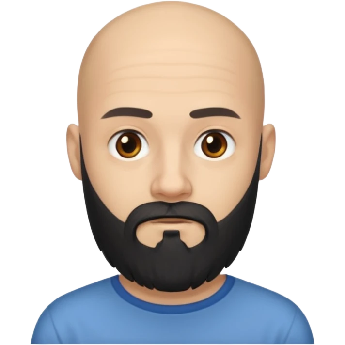 black long beard bald man with shirt emoji