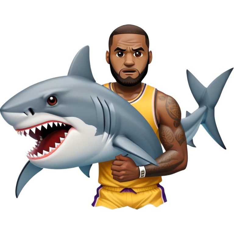 LeBron James fighting a shark emoji
