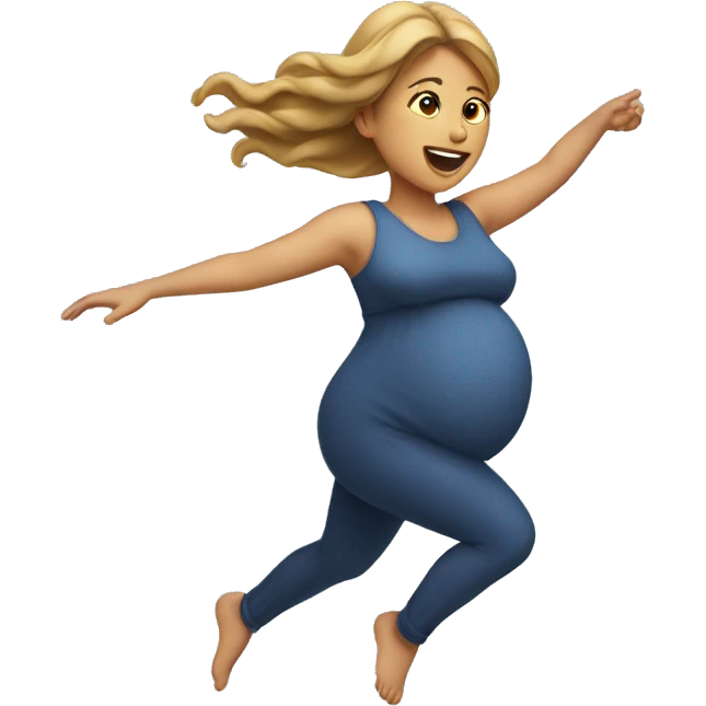 A pregnant woman flying through the air emoji