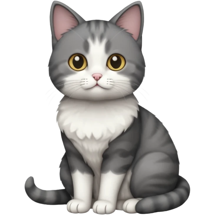 full body small short hair dark grey and white cat emoji