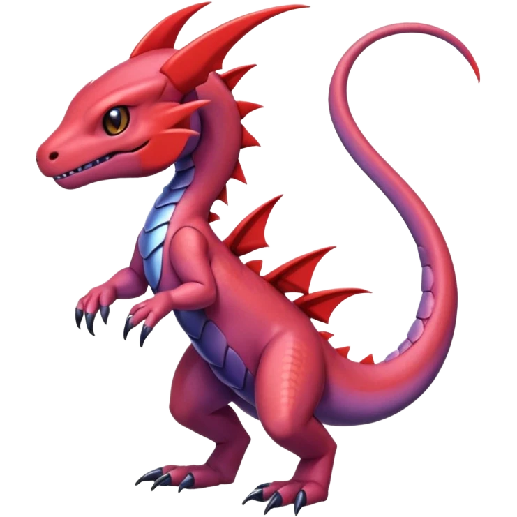 Cute Shiny mauve iridescent Guilmon-Salandit-Fakémon-hybrid-creature (full body)  emoji