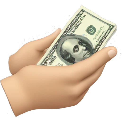 Hand holding a money spread emoji
