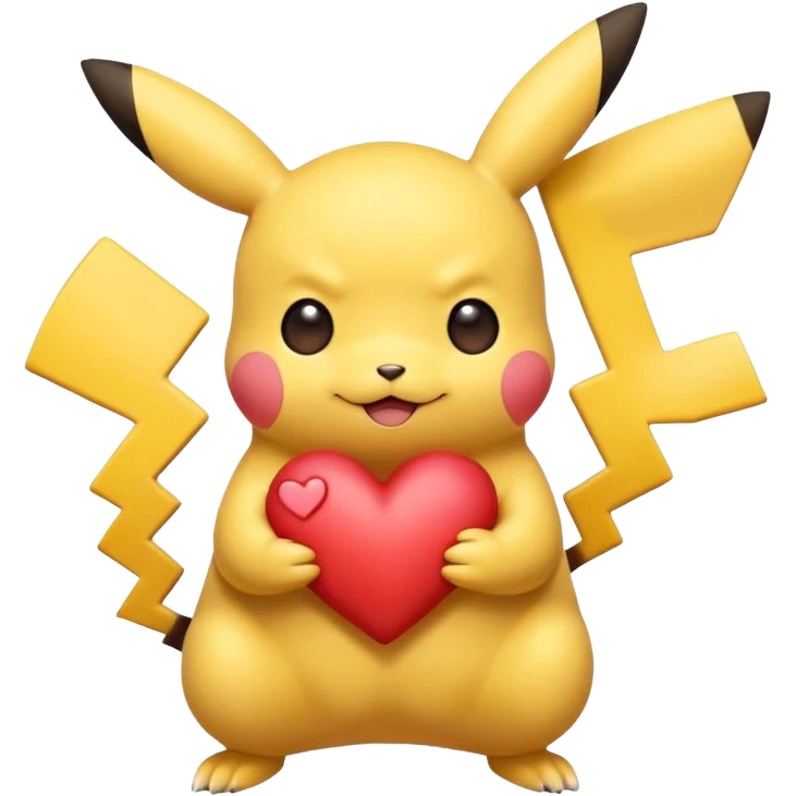 cute Pikachu Pokémon holding a heart and blushing emoji