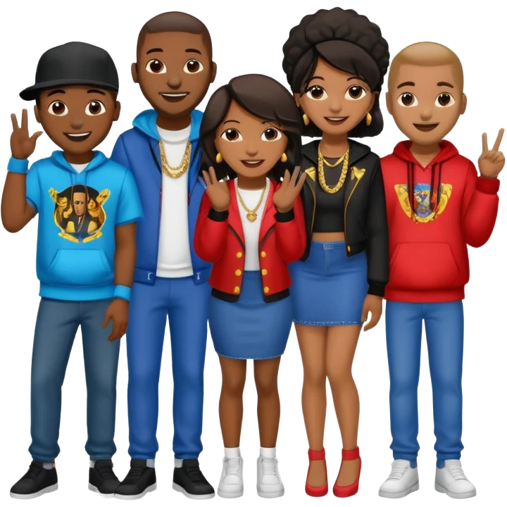 African American crowd of fans men and women at a rap concert emoji