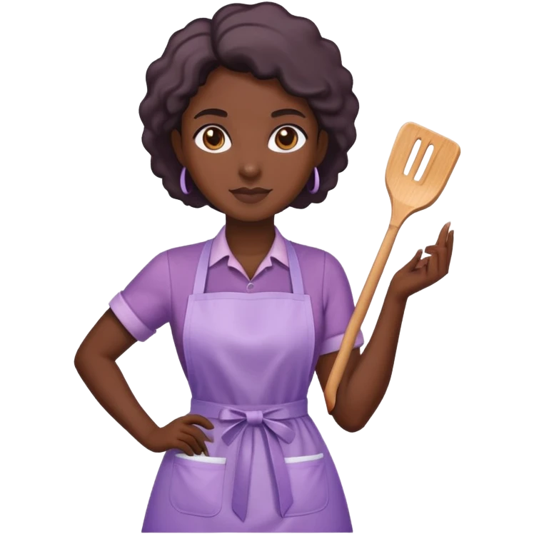 Dark skin lady eith light purple apron just the apron emoji