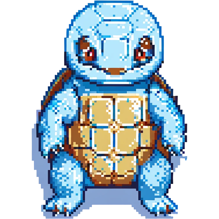 pixel art Squirtle, classic Pokémon style emoji