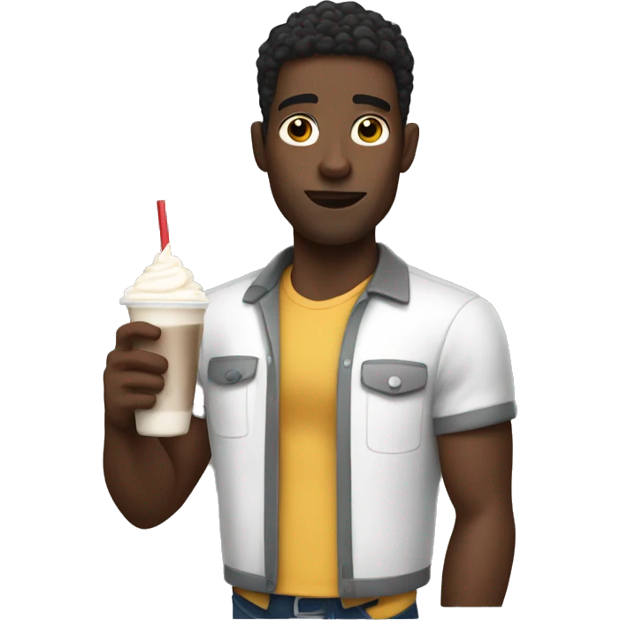 black man holding a milkshake  emoji