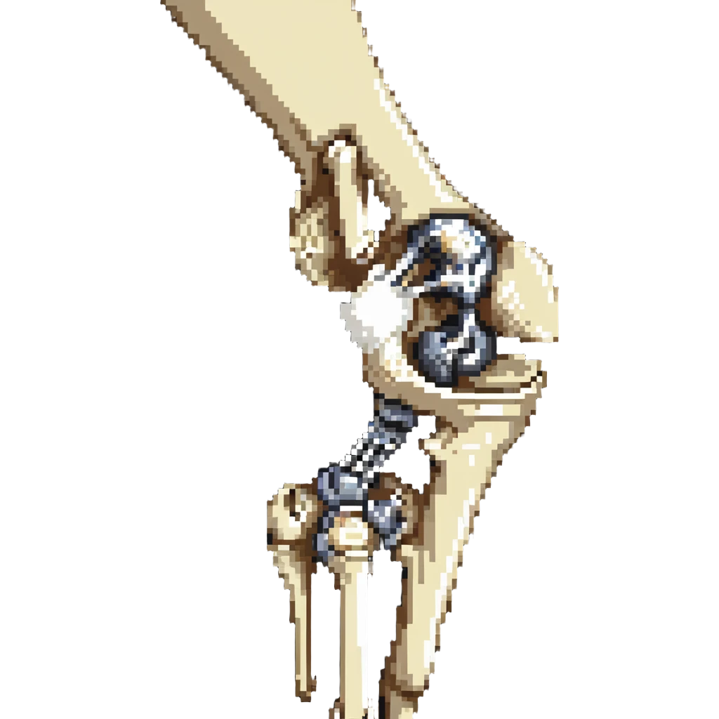 knee bone structure, skeletal knee joint, patella bone emoji