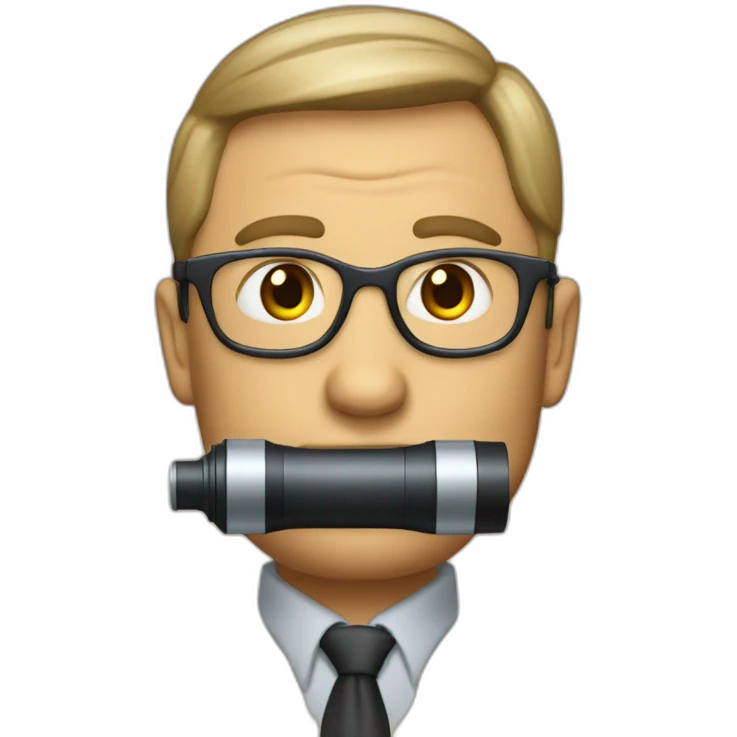 giles avec son appareil photo qui ressemble à un mégaphone emoji