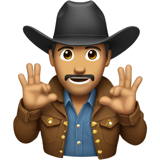 Cowboy with upside down rock on hands  emoji