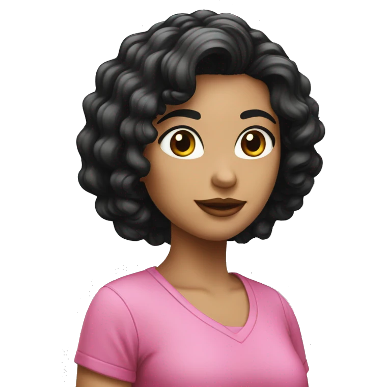 Garota com cabelo rosa e preto emoji