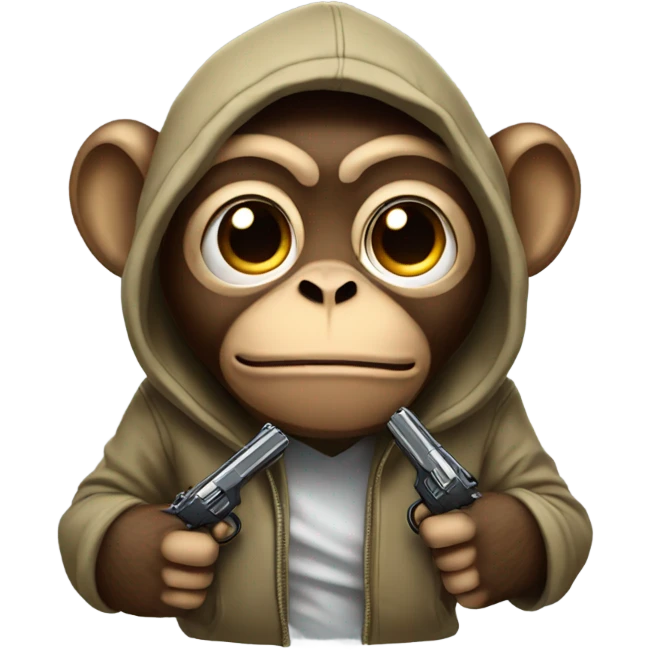 Monkey in a hoodie with a gun emoji