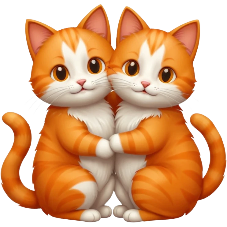 two happy cats hugging in love emoji