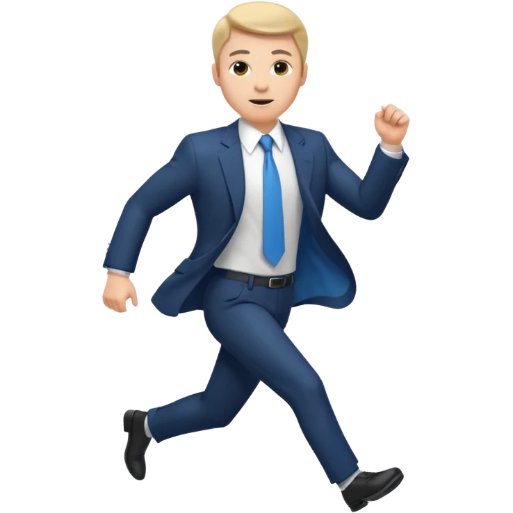 businessman picking running, face direct to camera, half body emoji