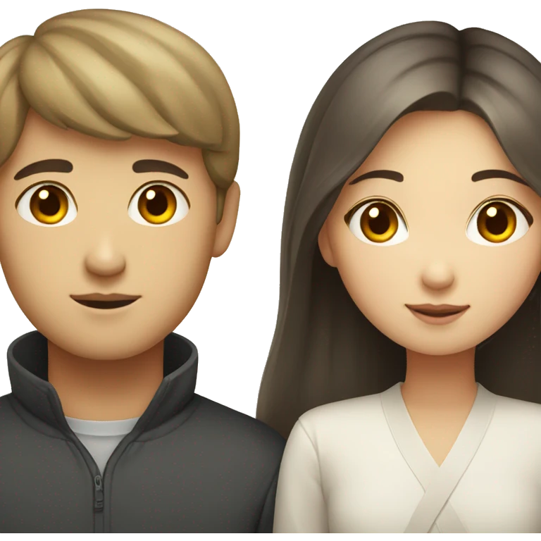 Korean girl and Russian guy light emoji