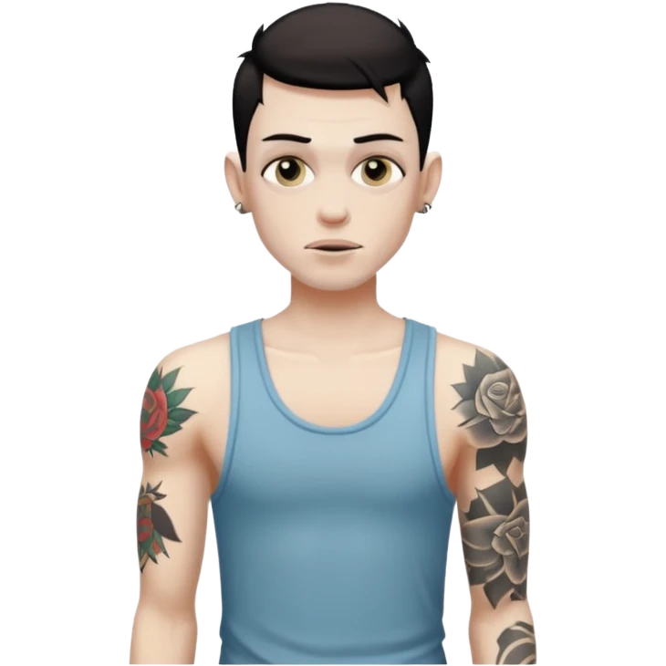 White skinny guy with a dirty tank top and tattoos emoji