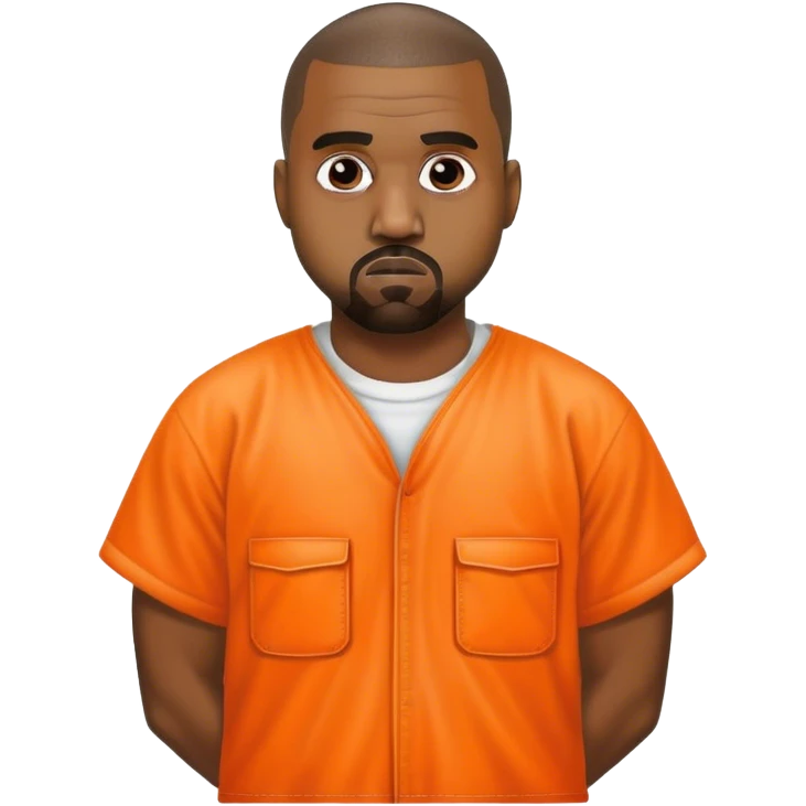 kanye west as a prison inmate with an orange overall without a cell emoji