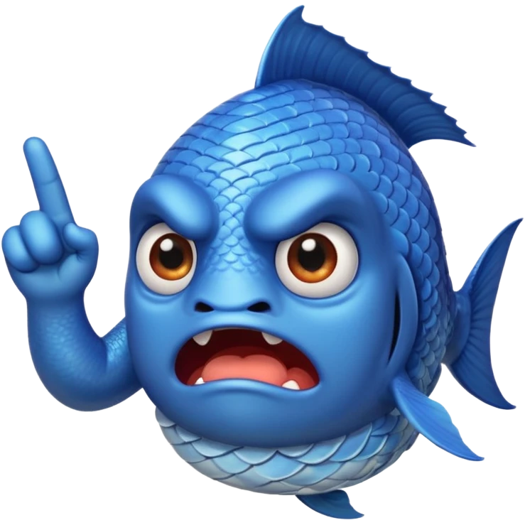 blue fish holding up a middlefinger towards the camera emoji