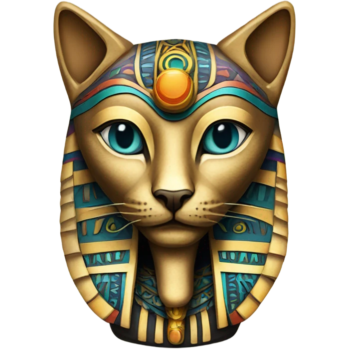 colourful statue of egypt god with cat face emoji