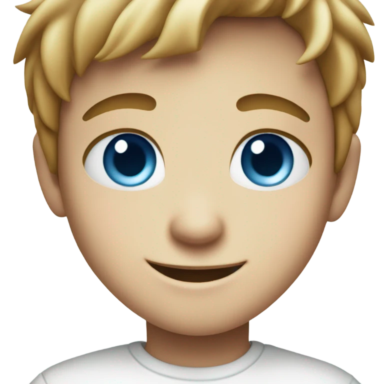 smiling boy in white shirt with blue eyes and freckles  emoji
