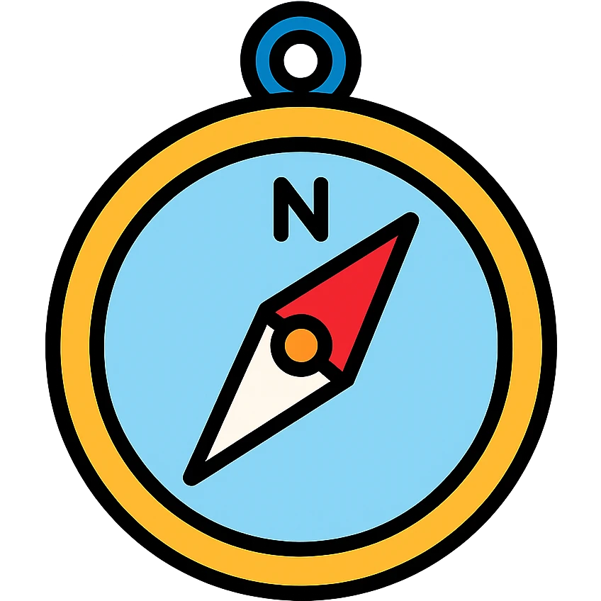 colorful compass icon, clear north arrow emoji