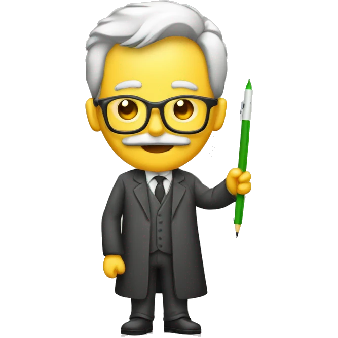 profesor con un papel y un bolígrafo  emoji