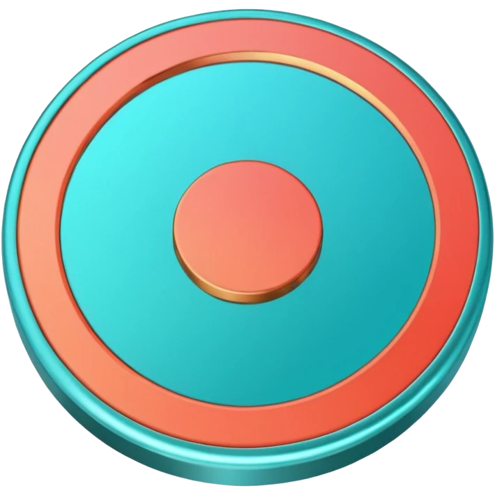 
One  Rotate 55 degree  coin color in in gradient of turquoise, blue, pink, purple, and coral 3d emoji