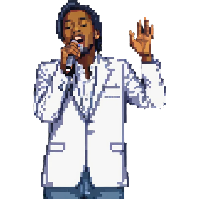 man aged about 30 singing emoji