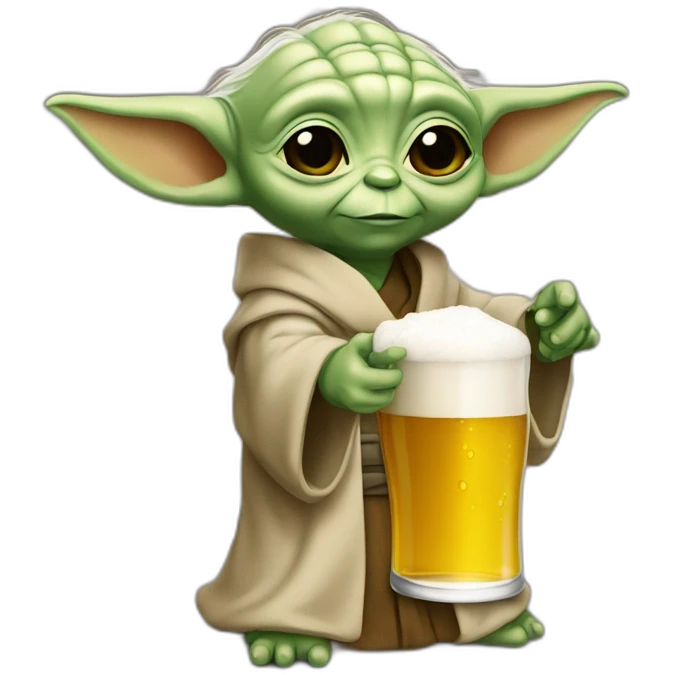 Bébé yoda qui boit une bière emoji