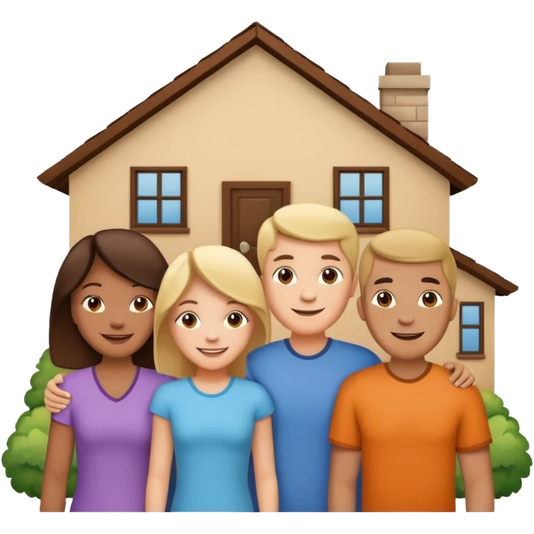family of 4 inside a house outline emoji
