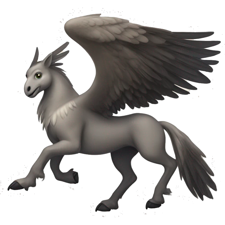 hippogriff: Majestic creatures with the front legs, wings, and head of a giant eagle and the body, hind legs, and tail of a horse. emoji