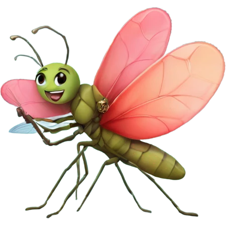 Bug holding a love heart dragonfly emoji