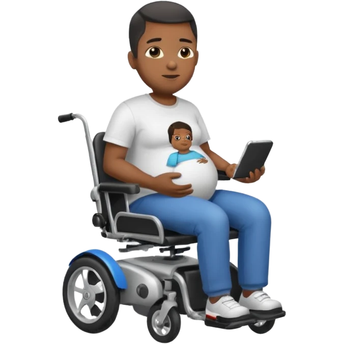 black pregnant man on motorized wheelchair emoji