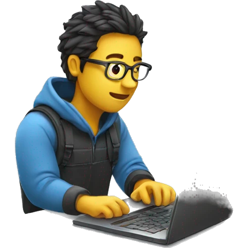 The programmer writes code on a laptop emoji