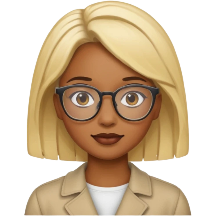 Blonde black woman wearing glasses emoji