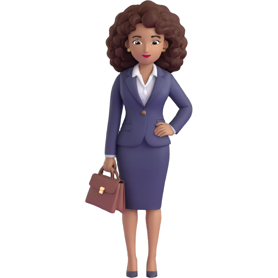 Confident African executive woman with voluminous curly hair, sophisticated business attire, professional appearance emoji