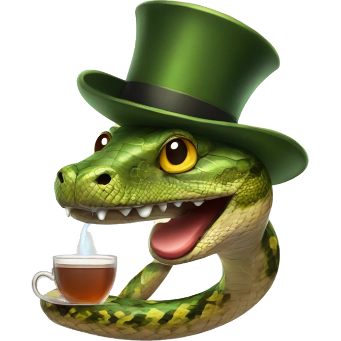 Snake with top hat monocle mustache and a tea emoji