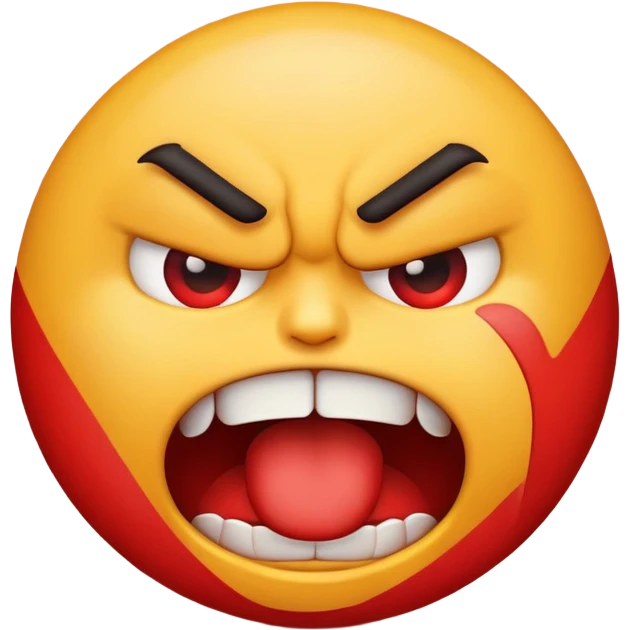 An emoji with an angry face choking itself
 emoji
