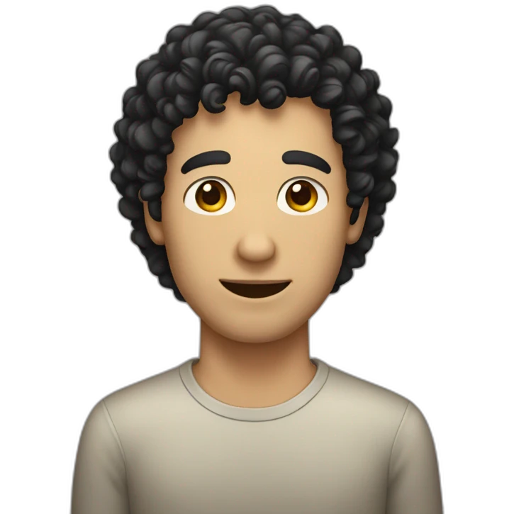 Caucasian man with curly black hair emoji