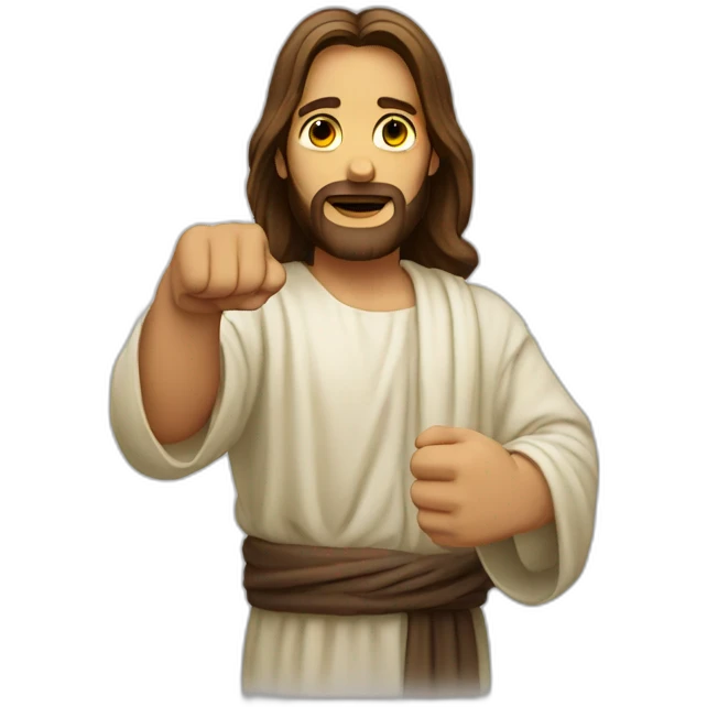 jesus holding up closed fist emoji